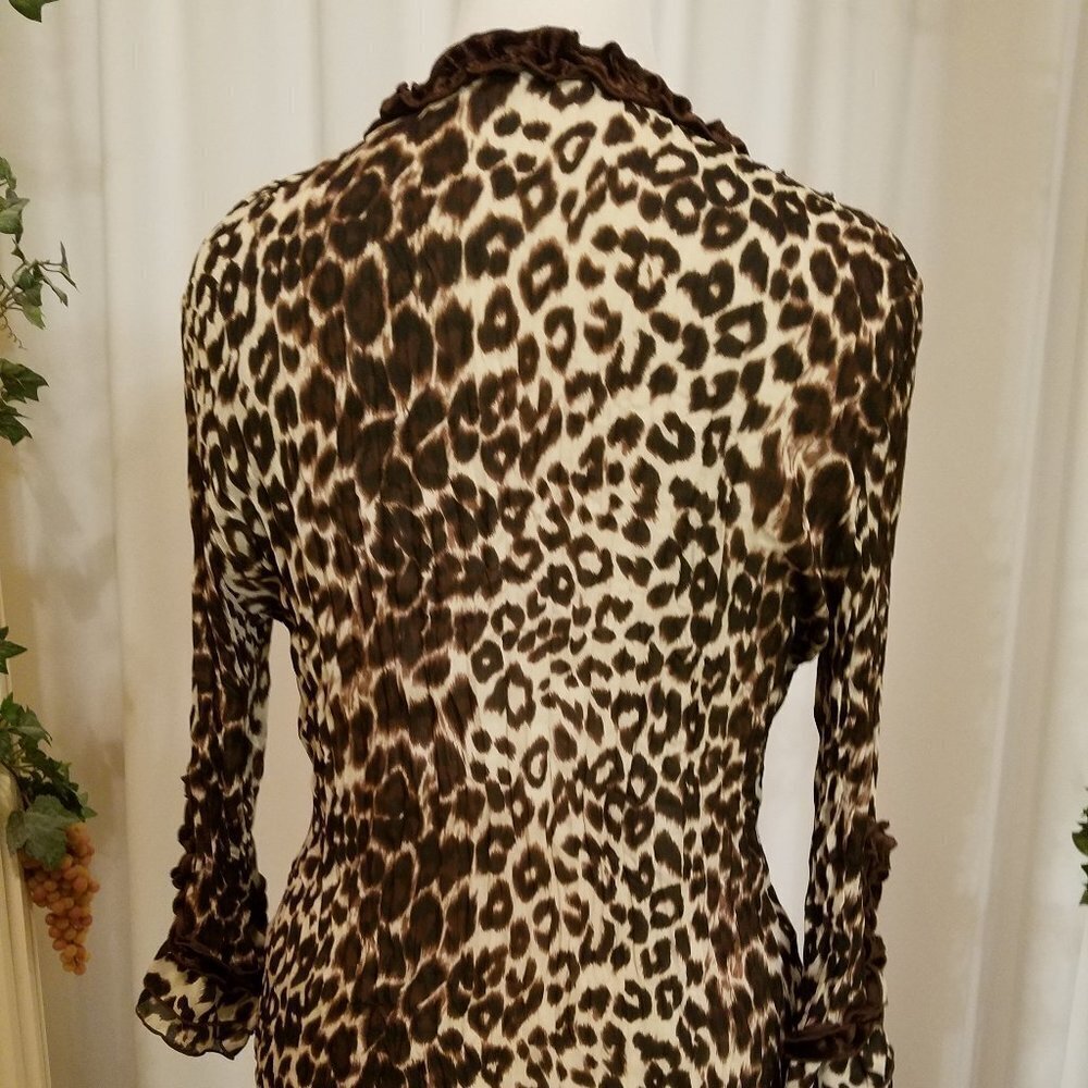 Signature by Larry Levine leopard print ruffle L - Picture 6 of 7
